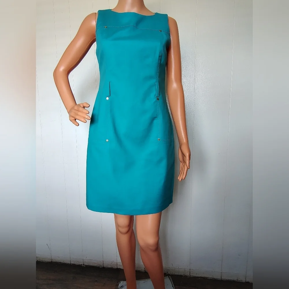 Michael Kors Teal Sleeveless Dress Size 6P